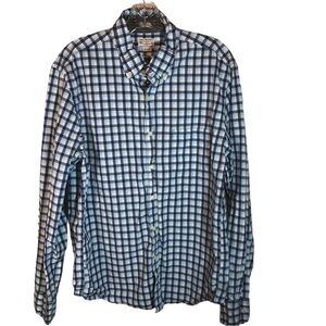 Tailored by J.Crew shirt men’s L blue plaid button down long sleeve slim fit